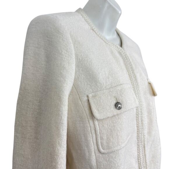 Talbots Ivory Womens Boiled Wool Blend Suit Jacket Blazer Career Classic sz 10 - Picture 4 of 16